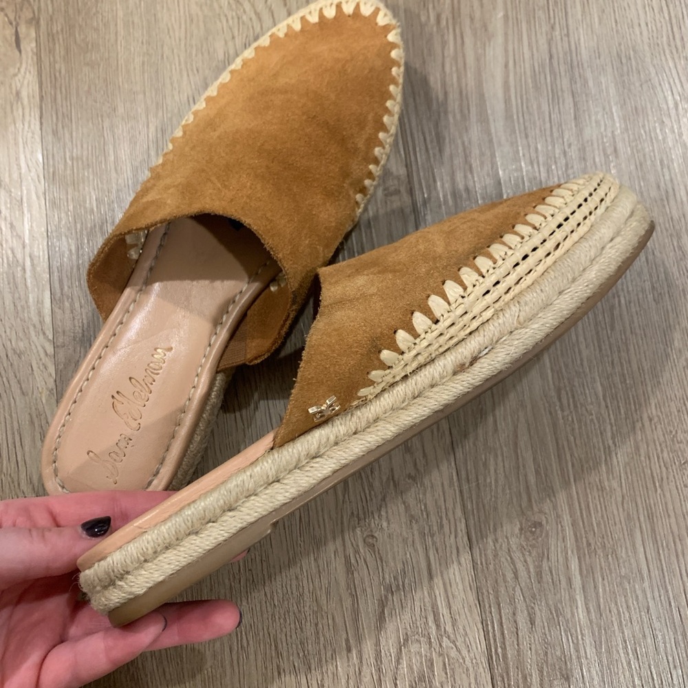 Sam Edelman Tan Suede Espadrille Slip-On Mules - Picture 4 of 5